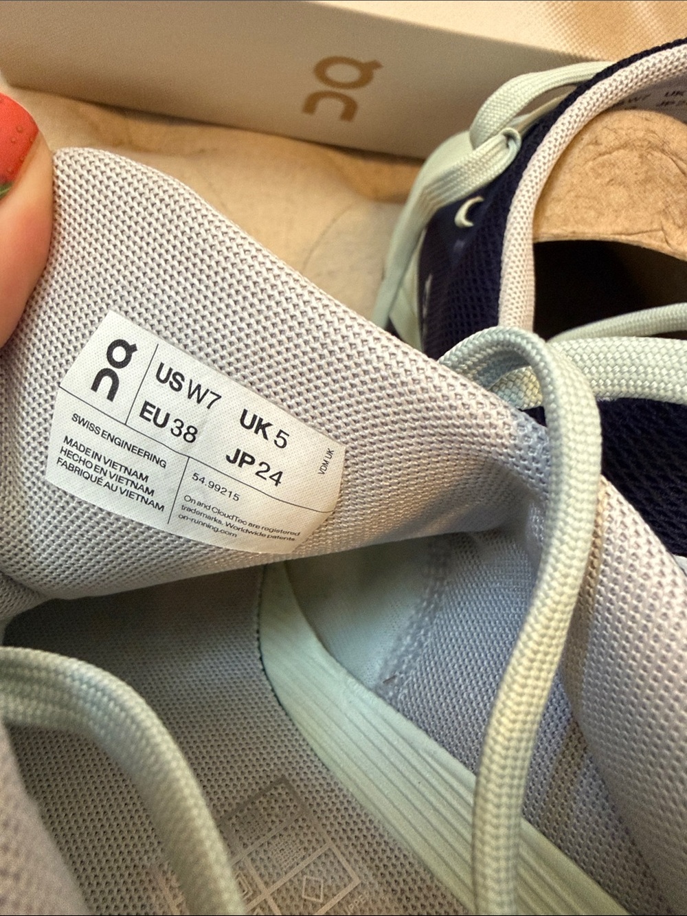 On Running Women's Mint Green and Navy Cloudrunner Athletic Shoes - Picture 2 of 8